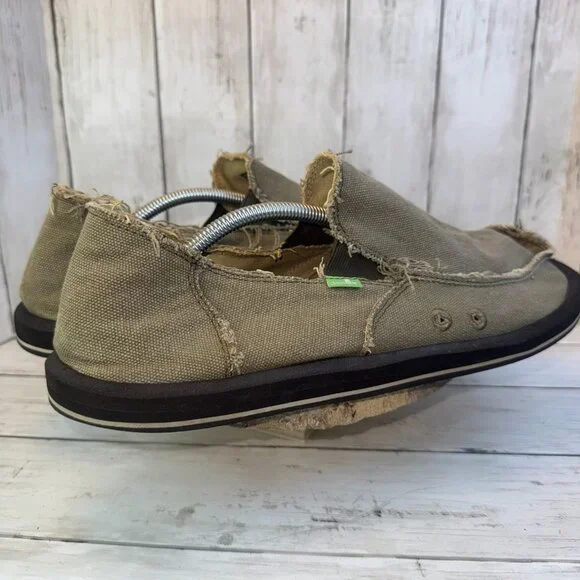 Sanuk Mens 14 Vagabond Sidewalk Surfer Brown Canvas Lightweight Loafer Shoes - Picture 6 of 9